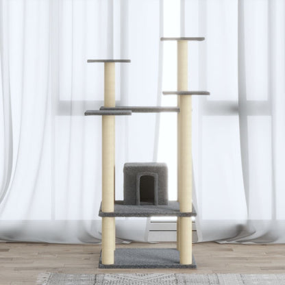 Vidaxl Rascador Para Gatos Con Postes De Sisal Gris Claro 110 Cm_1