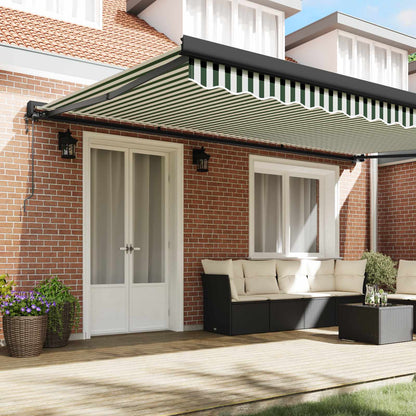 Toldo Retráctil Verde Y Blanco 500 X 300 X 165 Cm Tela Y Metal_2