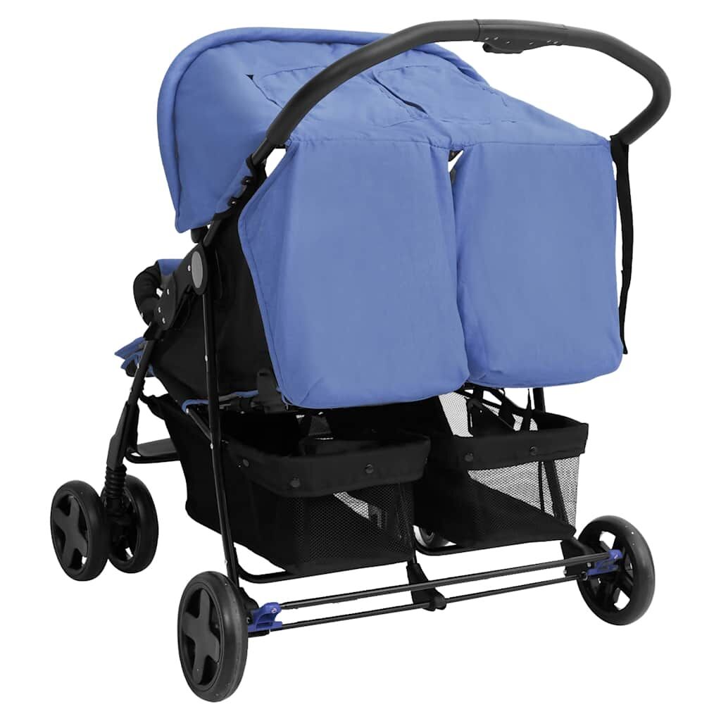 Vidaxl Carrito Para Gemelos De Acero Azul Marino_4