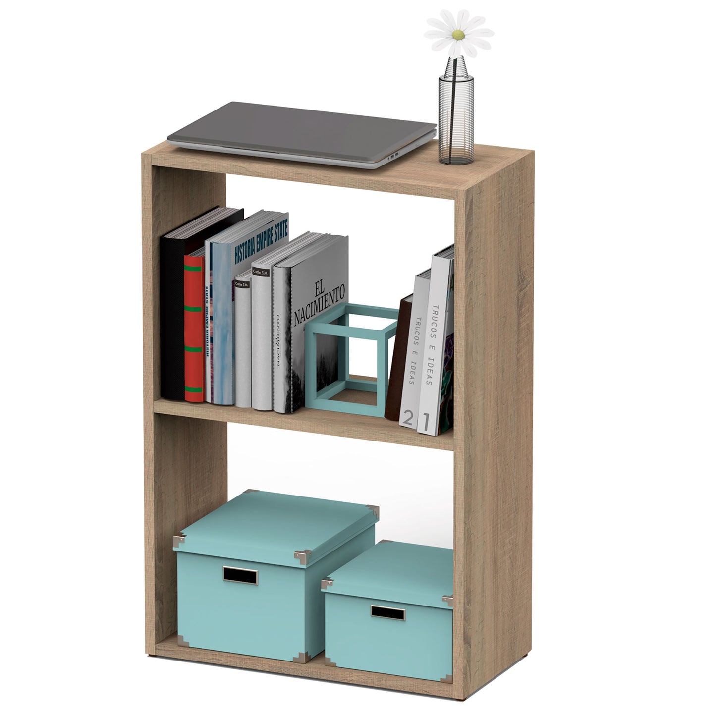 Estantería Almacenaje Libros, Muebles Salón Oficina Modernos, Librería 75x50x24,5cm Habitación, Briebe, Nova, Madera_0