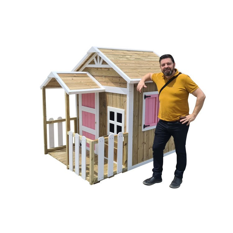 Casita Infantil De Madera Por Paneles Masgames Olden Verde._5