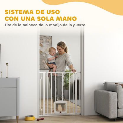 Pawhut Barrera De Seguridad Para Perros Para Escaleras Y Puertas 75-85 Cm Blanco_5