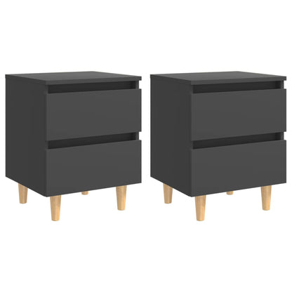 Mesitas De Noche 2 Uds Con Patas Madera Pino Gris 40x35x50 Cm_0