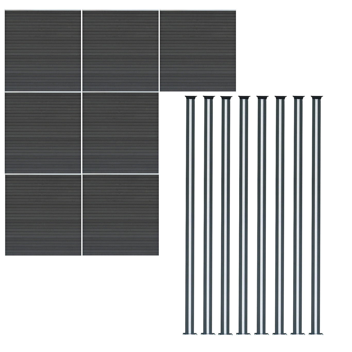 Vallas Para Exteriores De Wpc Y Aluminio - 7x Paneles + 8x Postes | Gris_0