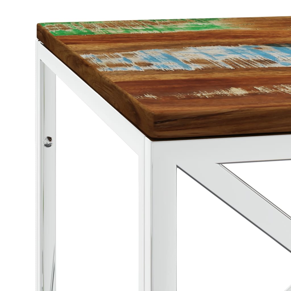 Mesa De Centro Acero Inoxidable Y Madera Maciza Reciclada_3