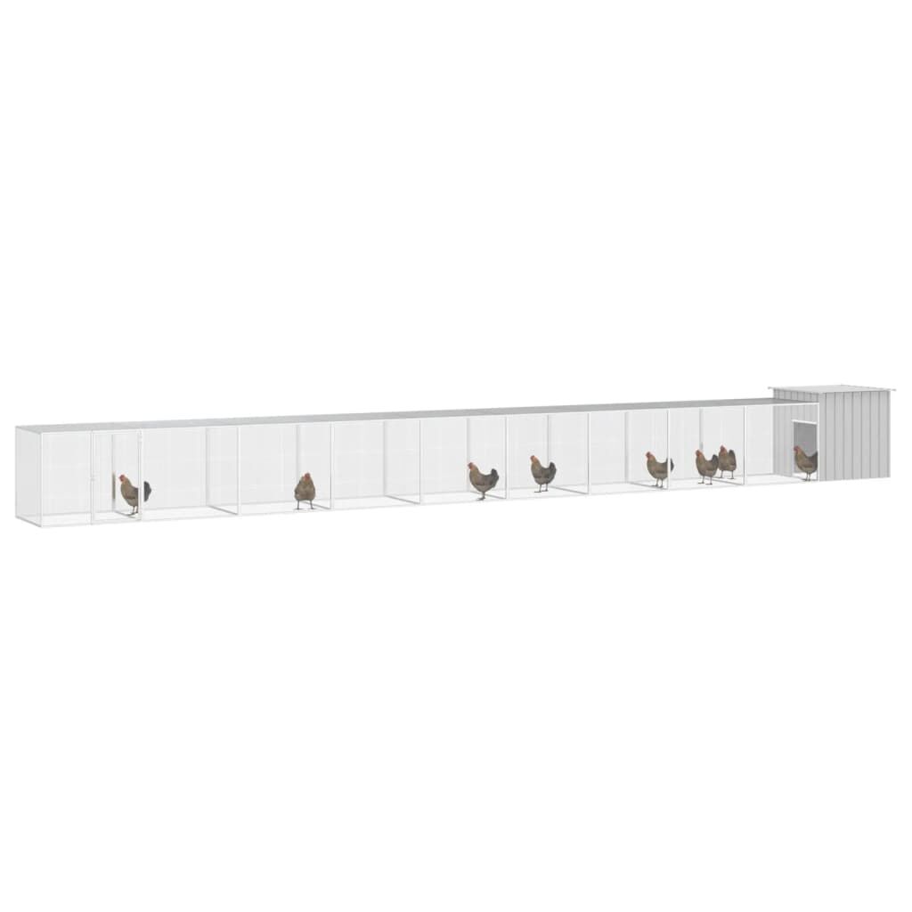Vidaxl Jaula Para Gallinas Acero Galvanizado Gris 1000x91x100 Cm_1