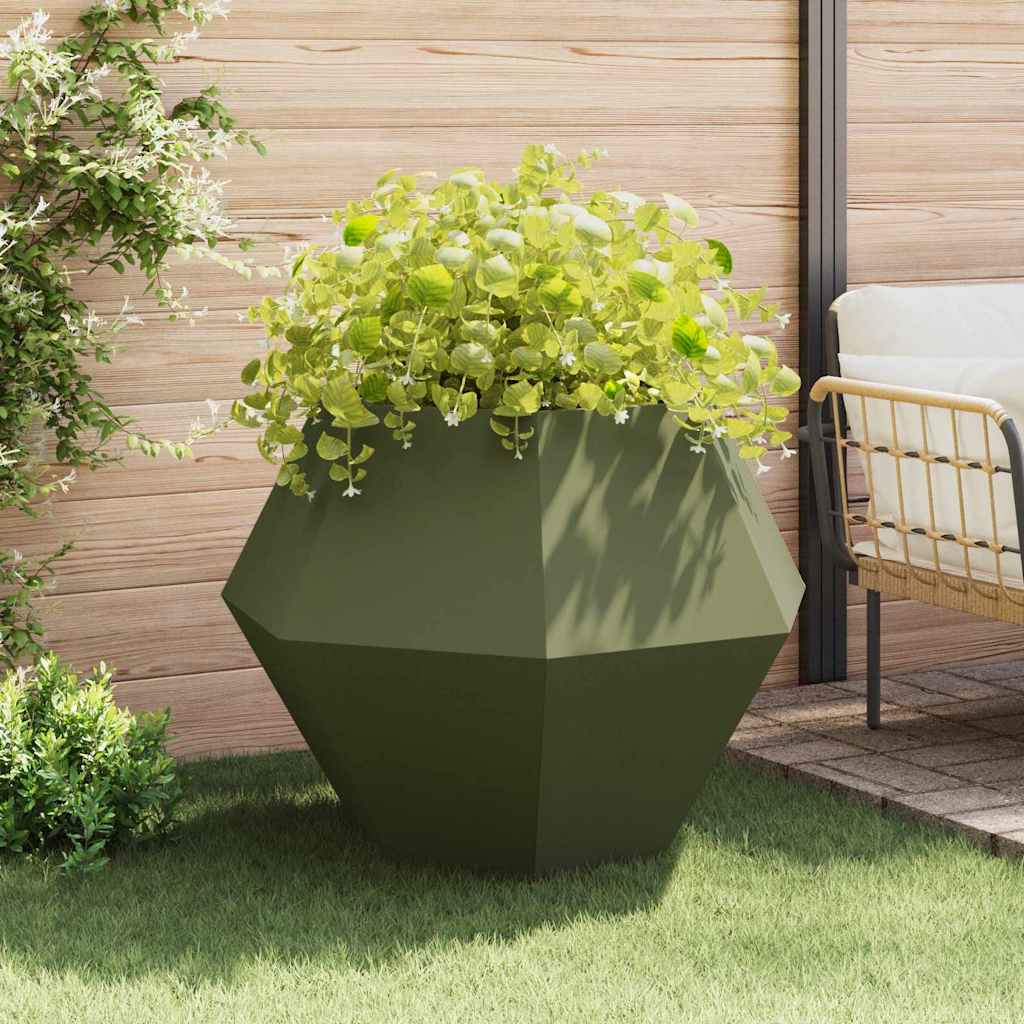 Jardinera 2 Uds. Verde Oliva 100 X 100 X 80 Cm Acero_3