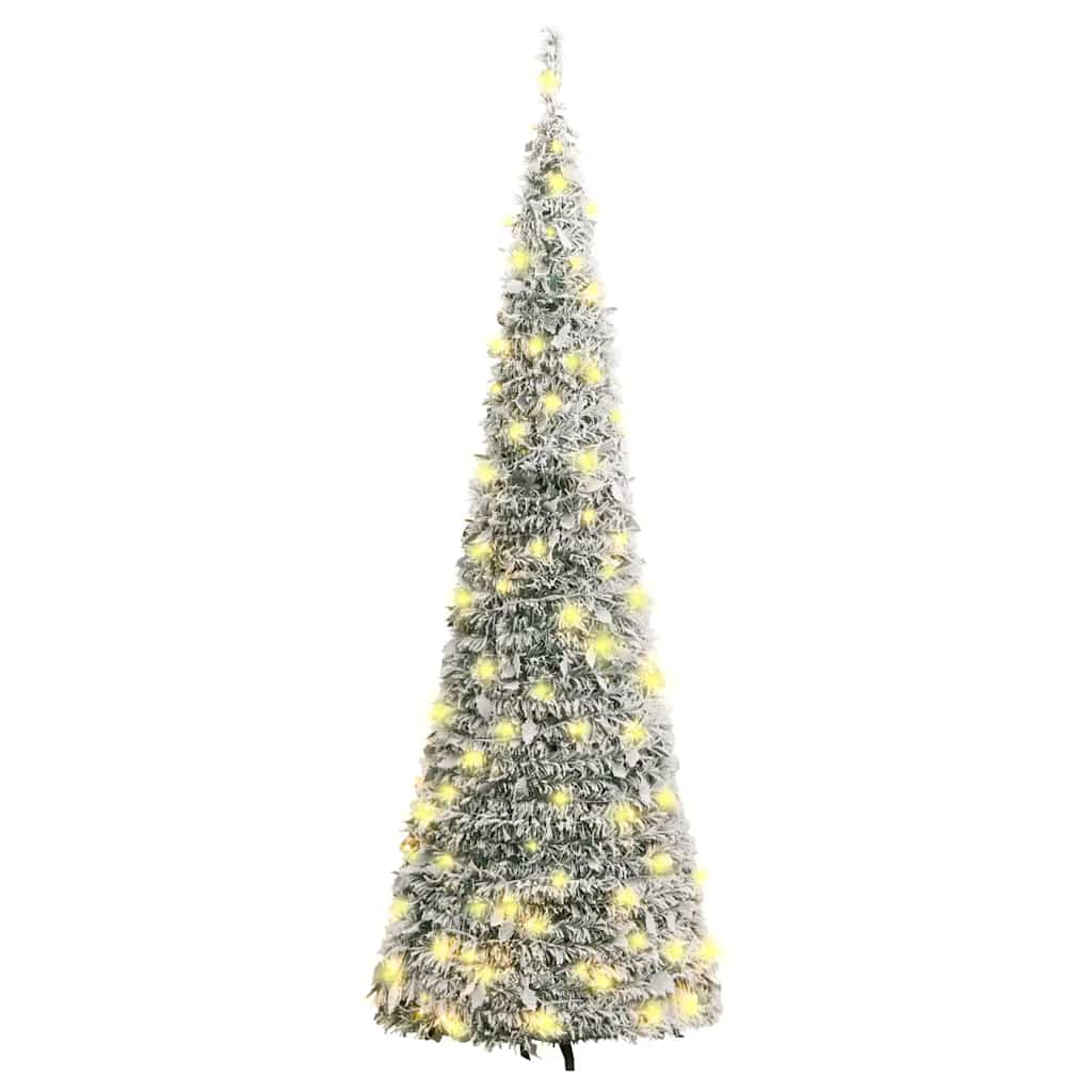 Vidaxl Árbol De Navidad Artificial Desplegable Con Nieve 100 Led 150cm_4
