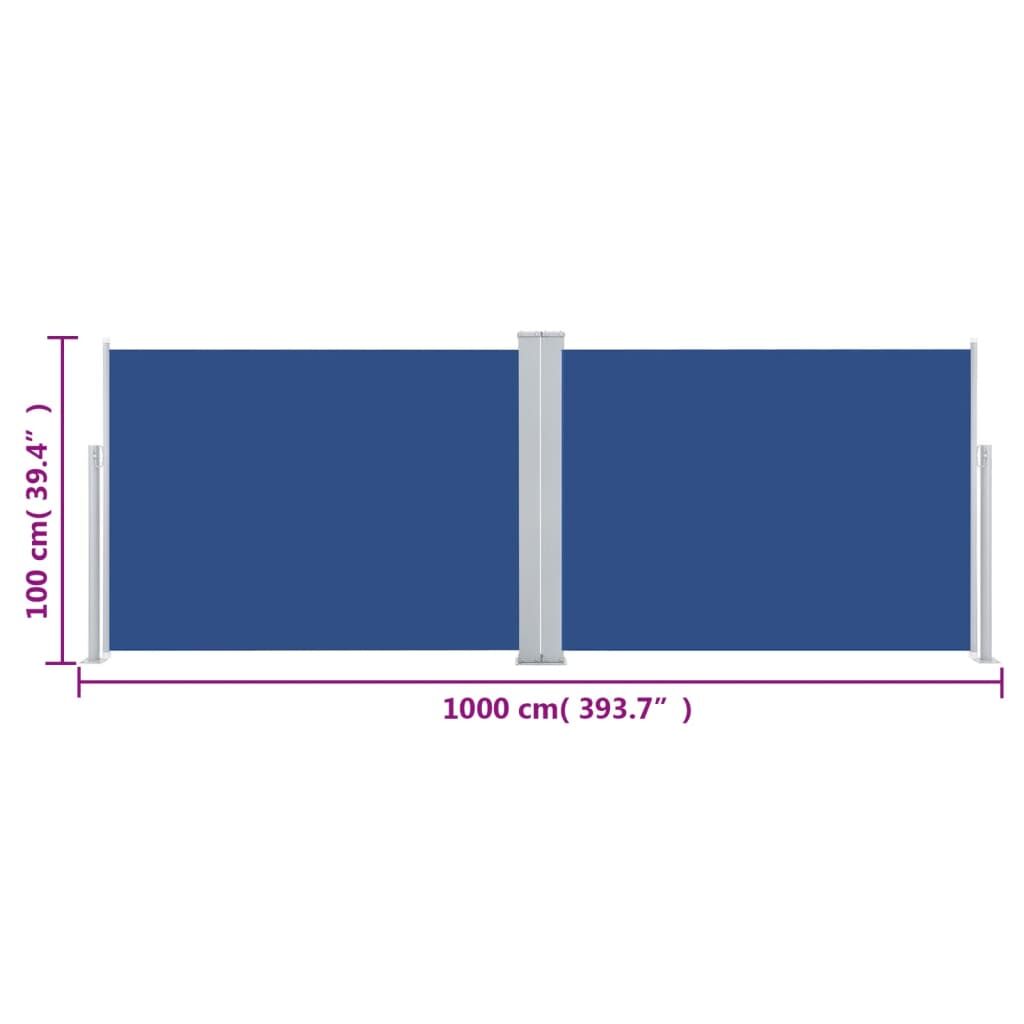 Vidaxl Toldo Lateral Retráctil Azul 100x1000 Cm_2