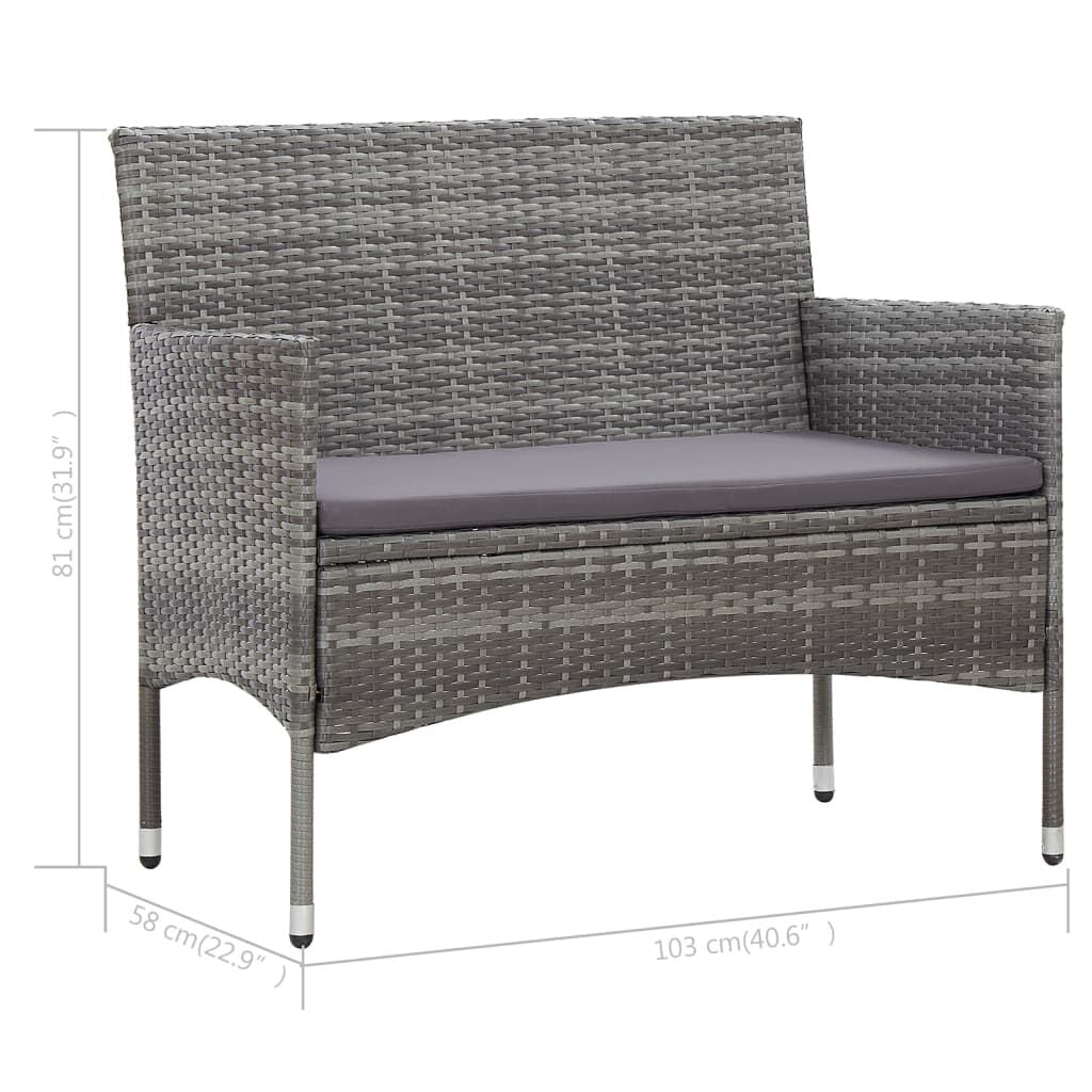 Vidaxl Set De Muebles De Jardín 4 Pzas Y Cojines Ratán Sintético Gris_2