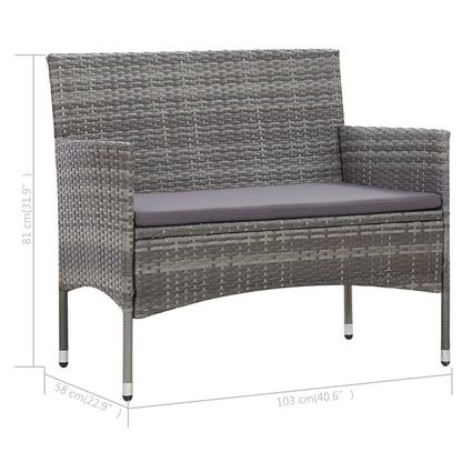 Vidaxl Set De Muebles De Jardín 4 Pzas Y Cojines Ratán Sintético Gris_2