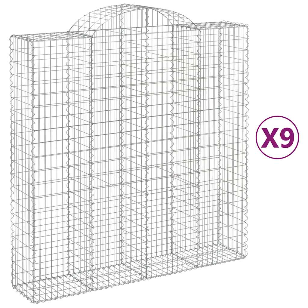Cestas De Gaviones 9 Uds Forma De Arco Hierro 200x50x200/220 Cm_0