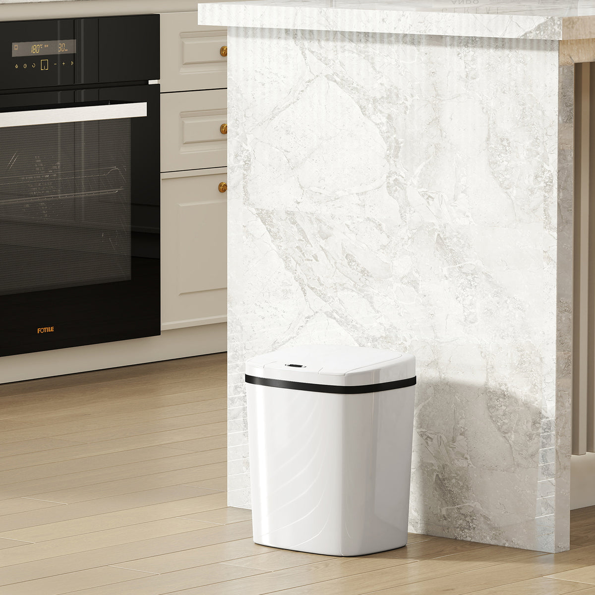 Balde De Lixo Automático Homcom Pp, Abs Branco 27.6x21.4x33.5 Cm_4