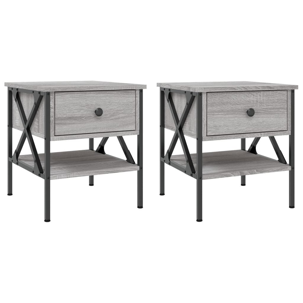 Mesita De Noche 2 Uds Madera Ingeniería Gris Sonoma 40x42x45 Cm_0