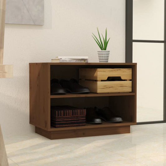 Armario Zapatero Madera Maciza De Pino Marrón Miel 60x34x45 Cm / Vetonek_0