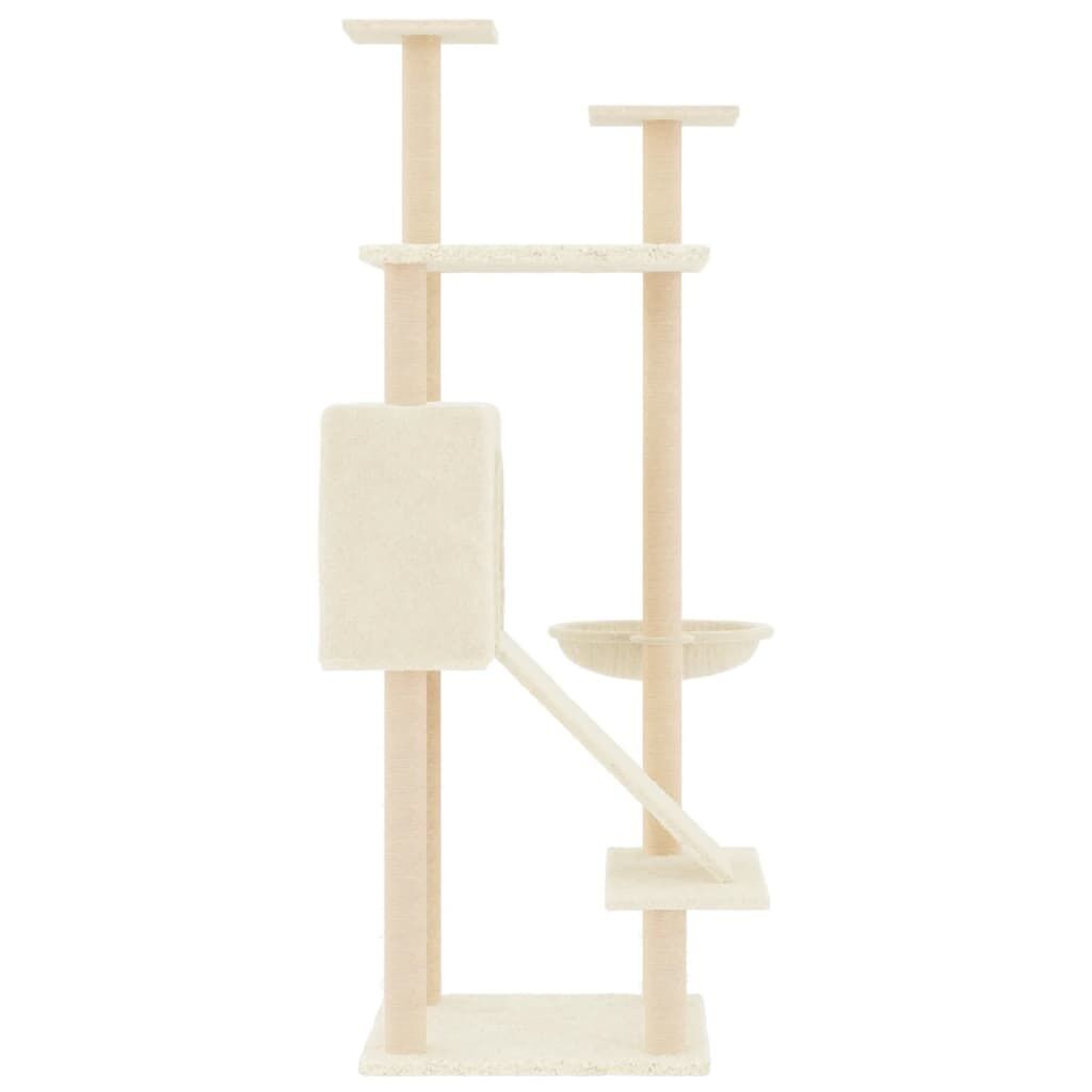 Vidaxl Rascador Para Gatos Con Postes De Sisal Crema 153 Cm_3