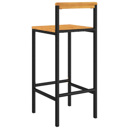 Taburetes Altos 2 Uds Madera De Acacia Y Ratán Sintético Negro_4