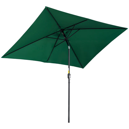 Outsunny Sombrilla Jardín Aluminio 2x3x2,5 M Inclinable Con Manivela Verde_0