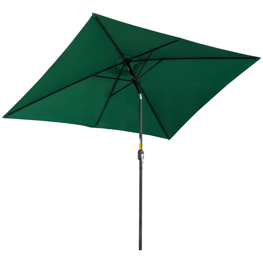 Outsunny Sombrilla Jardín Aluminio 2x3x2,5 M Inclinable Con Manivela Verde_0