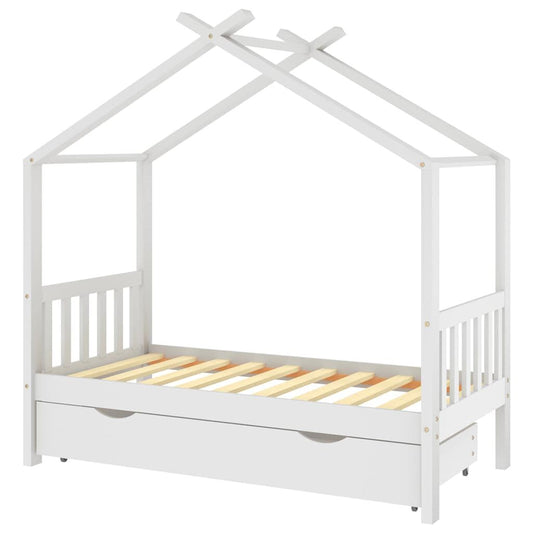 Vidaxl Estructura Cama Niños Con Cajón Madera Pino Blanco 80x160 Cm_0
