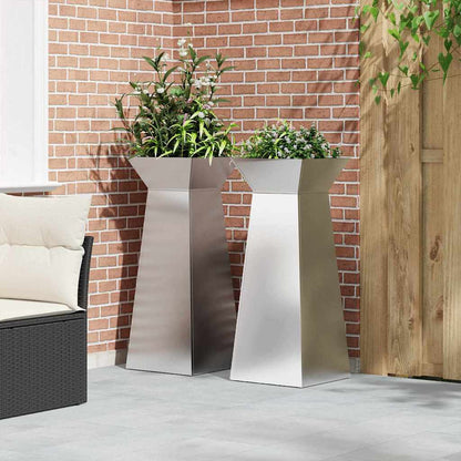 Maceta Pilar 2 Pcs Plateado 40 X 40 X 100 Cm_3