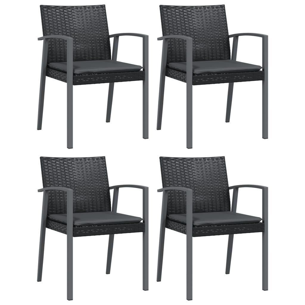 Vidaxl Sillas Jardín Cojines 4 Uds Ratán Sintético Negro 56,5x57x83 Cm_0