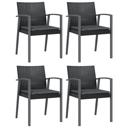 Vidaxl Sillas Jardín Cojines 4 Uds Ratán Sintético Negro 56,5x57x83 Cm_0