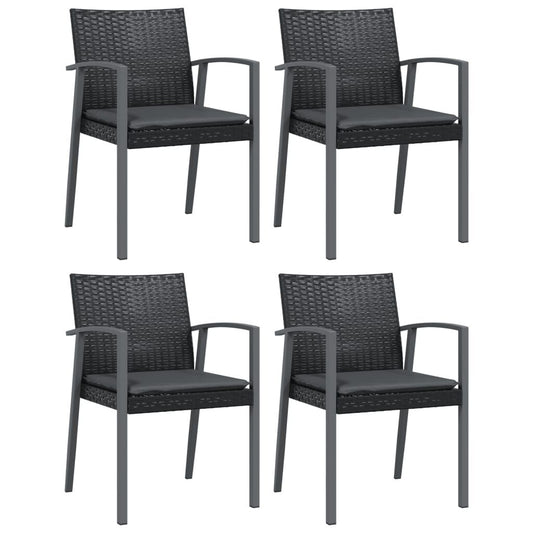 Vidaxl Sillas Jardín Cojines 4 Uds Ratán Sintético Negro 56,5x57x83 Cm_0
