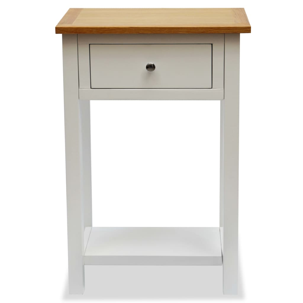 Mesa Auxiliar De Madera Maciza De Roble 50x32x75 Cm_1