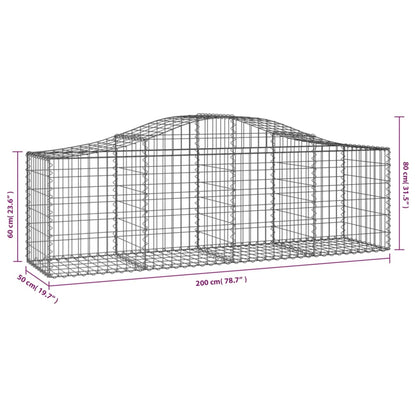 Cestas De Gaviones 20 Uds Forma De Arco Hierro 200x50x60/80 Cm_5