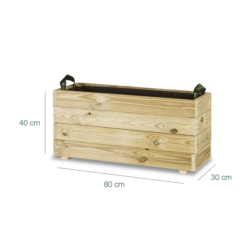 Jardinera Rectangular De Madera Tratada 80x30x40 Cm Ghio Hortalia_5