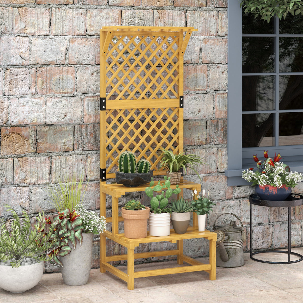 Estantería Para Plantas Outsunny Madera De Abeto Madera Natural 60x50x166 Cm_5