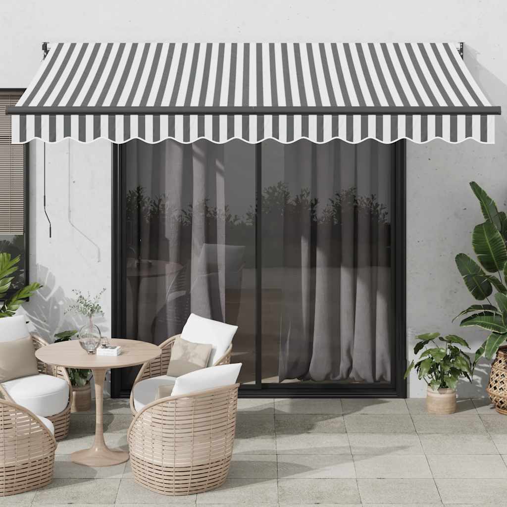 Toldo Retráctil Aluminio Y Tela Antracita Y Blanco 3,5x2,5 M_1