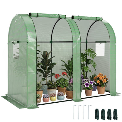 Outsunny Invernadero De Jardín Con 4 Ventanas 2 Puertas 185x94x150 Cm Verde_0