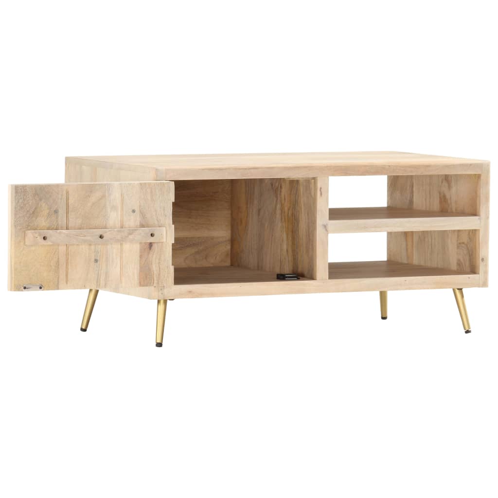 Mesa De Centro De Madera Maciza De Mango 90x45x40cm_1