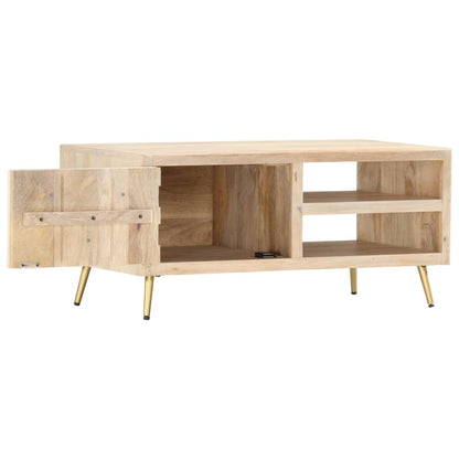 Mesa De Centro De Madera Maciza De Mango 90x45x40cm_1