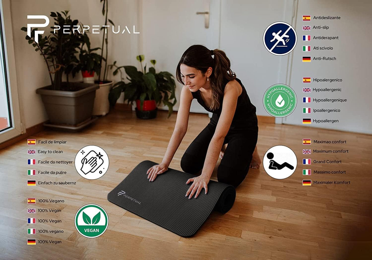 Esterilla De Yoga Y Pilates Antideslizante De 10mm Perpetual Con Correa Y Bolsa De Transporte_2