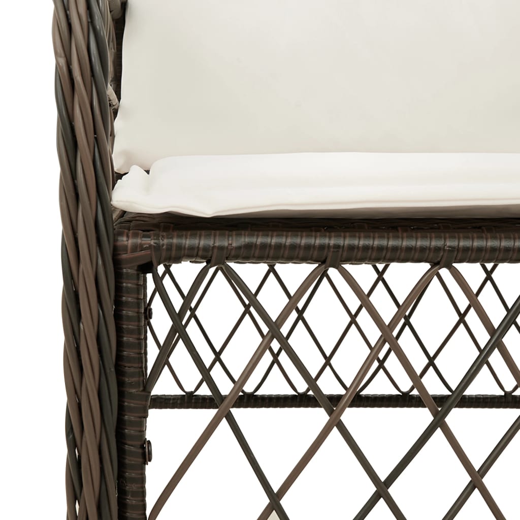 Set Comedor Para Jardín 9 Pzas Y Cojines Ratán Sintético Marrón / Vetonek_4