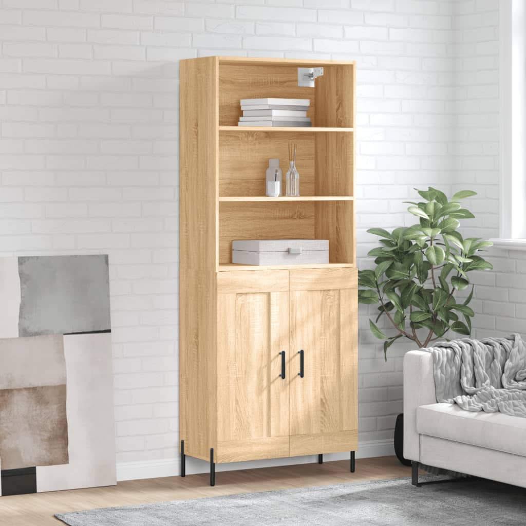 Aparador Alto Madera Contrachapada Color Roble 69,5x34x180 Cm_0