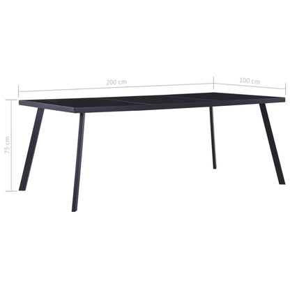 Mesa De Comedor De Vidrio Templado Negro 200x100x75 Cm_3