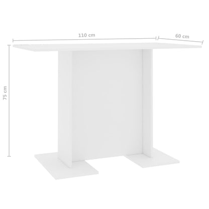 Mesa De Comedor De Madera Contrachapada Blanco 110x60x75 Cm_4
