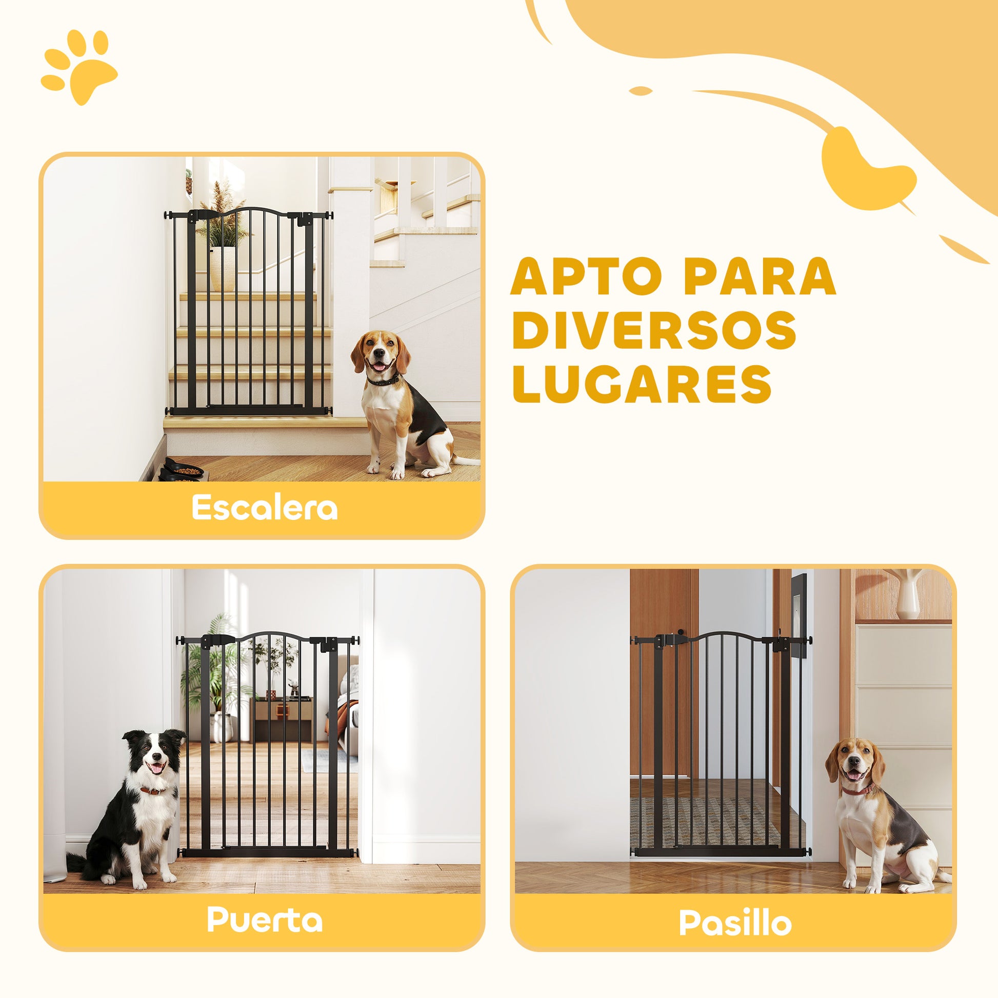 Pawhut Barrera De Seguridad Extensible Con 2 Extensiones 74-80x94 Cm Negro_3