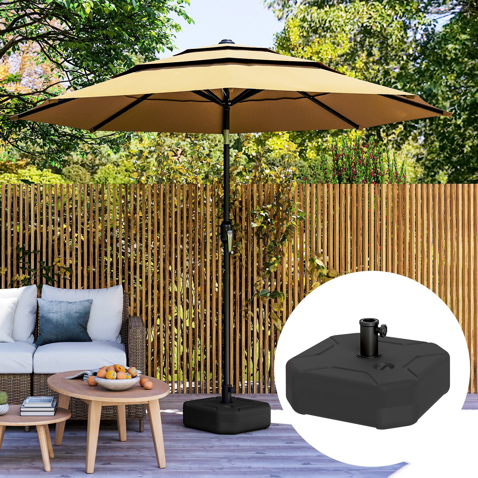 Outsunny Base Para Sombrilla Cuadrada Rellenable De Arena 25 Kg O Agua 20 Kg Negro_1