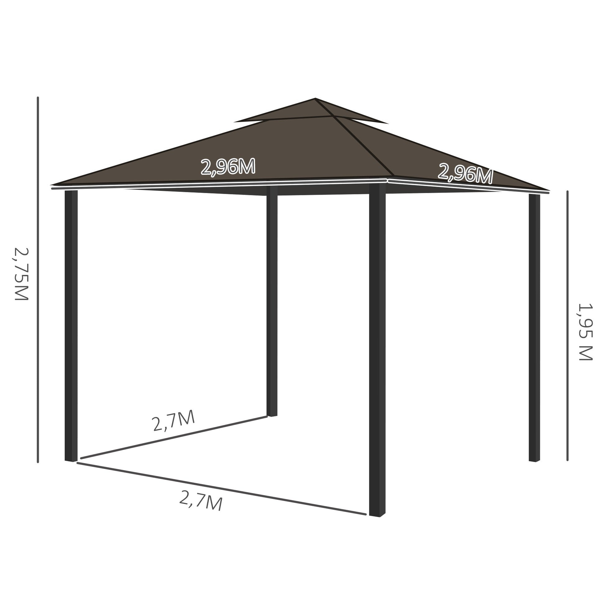 Outsunny Cenador De Jardín 3x3m Doble Techo Ventilación 4 Cortinas 4 Mosquiteras_2