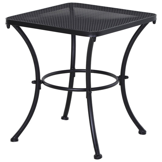 Outsunny Mesa De Jardín Cuadrada De Metal Para Terraza Balcón 45x45x50 Cm Negro_0
