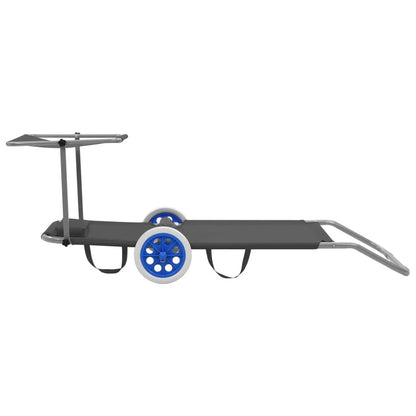 Vidaxl Tumbona Plegable Con Toldo Y Ruedas Acero Gris_4