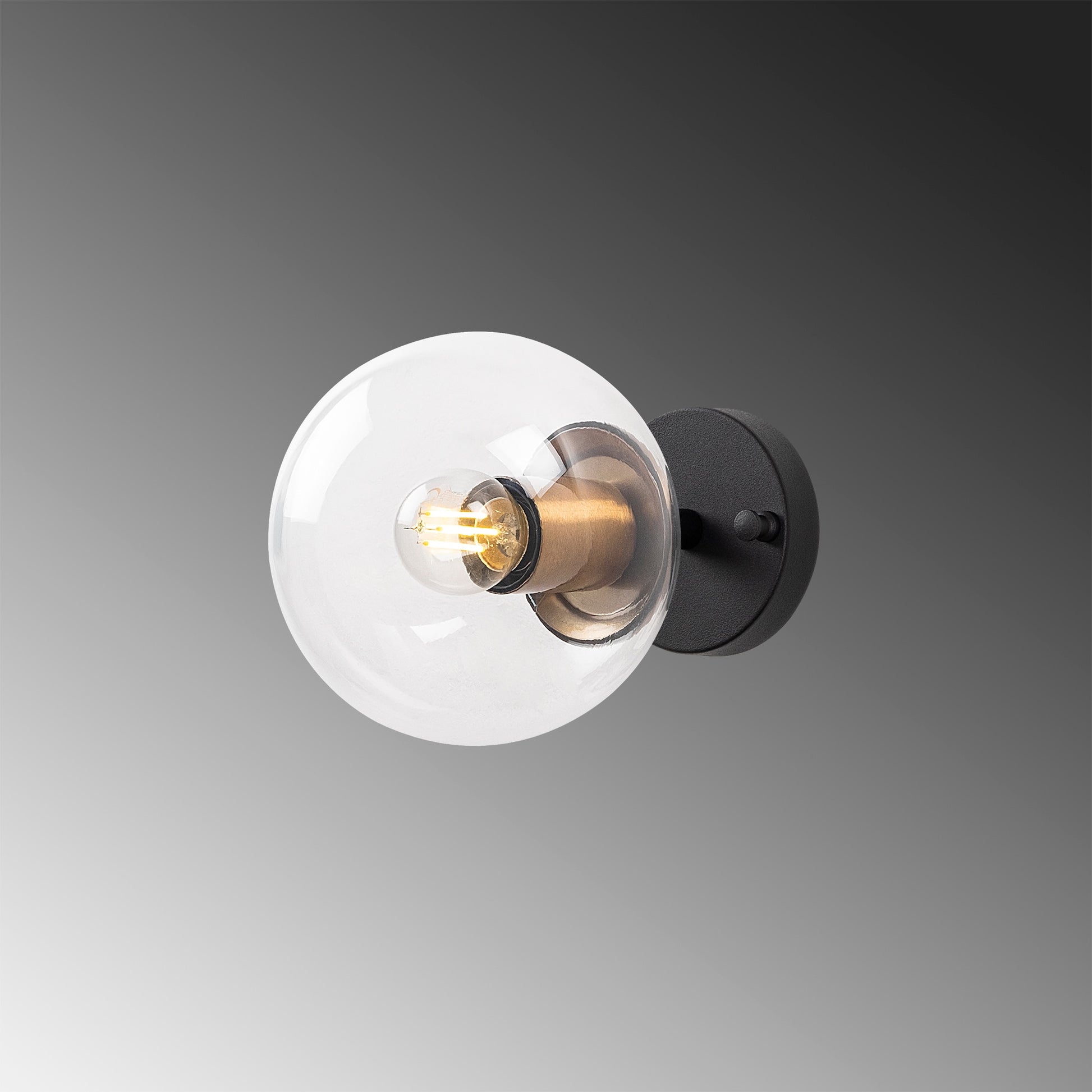 Aplique De Pared Pantalla Transparente, Metal , Negro, 15x15x24, Casquillo E14 Max 15 W_3