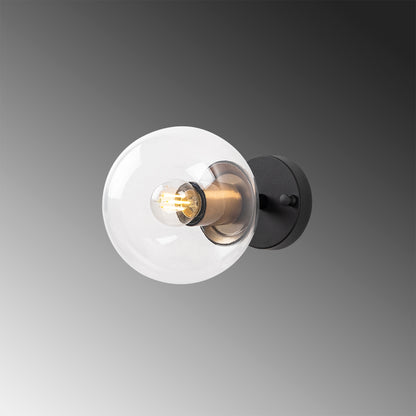 Aplique De Pared Pantalla Transparente, Metal , Negro, 15x15x24, Casquillo E14 Max 15 W_3
