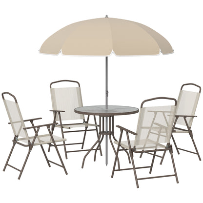 Outsunny Conjunto Muebles Jardin 4 Sillas Mesa De Comedor Redonda Sombrilla_0
