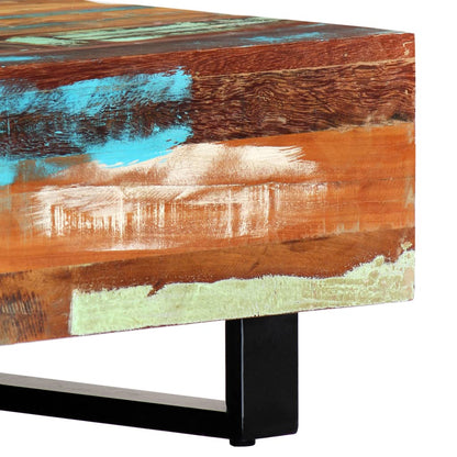 Mesa De Centro Madera Maciza Reciclada Y Acero 120x50x30 Cm_2